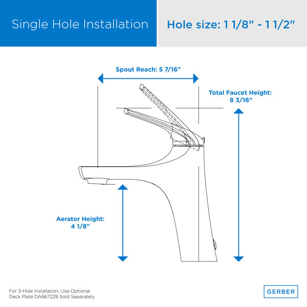 Gerber Lemora Single Hole Bathroom Faucet with Drain Assembly Wayfair